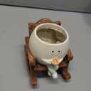 Smiley Face Planter Pot, Cute Coffee Plant Pots for Indoor Outdoor,Unique Rocking Chair Plant Pot for Succulents Plants Live with Drainage Hole,Gift IdeaI for Mother and Appreciation Christmas (Small)