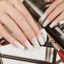 3 x Semi Cured Gel Nail Strips, 20 PCS Gel Nail Stickers Work with UV Light, Gel Nail Wraps, Salon Quality & Easy to Use - Pure Powder