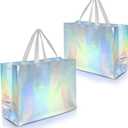 Nush Nush Iridescent Gift Bags - Extra Large, Reusable Holographic Set of 12 - Perfect for Goodie, Birthday & Party Favor Bags - 15.5Wx6Dx12H