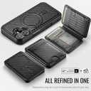 for iPhone 17 Wallet Case Compatible with Magsafe, Magnetic RFID Blocking Card Holder Kickstand 2 in 1 Detachable Case for iPhone 17 6.3", Carbon Black