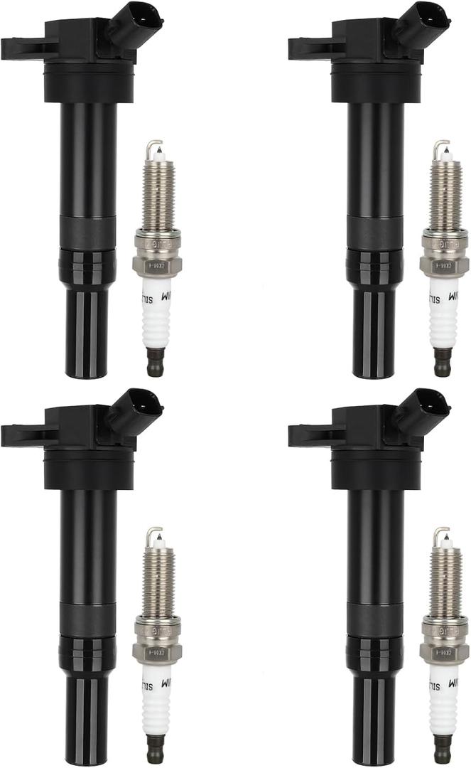 ECCPP UF651 4 ignition coils with 4 iridium Spark Plugs for Hyundai for Kia Elantra Tucson Forte Soul 2011 2012 2013 2014 2015 2016 2017 2018 2019 1.8L 2.0L L4 UF651 C1804