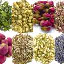 Dried Flowers and Herbs Accessories Decorations 8 Bags Set Dry Flowers Essential Supplies Rose Buds Lavender Chamomile Jasmine Scents for Flower Arrangements Crafts Bath Soap Lip Gloss Making