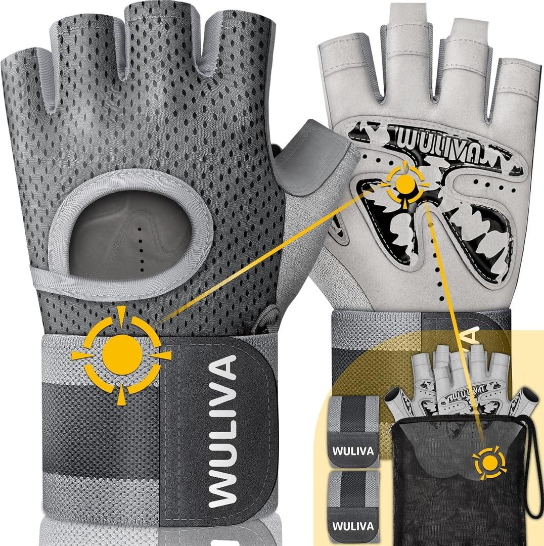 Workout Gloves for Men and Women - Ideal for Light & Medium Gym Exercise Training & Cycling, Includes Padded Design, Detachable Wrist Strap & Storage Mesh Bag