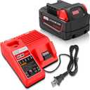 18V 6Ah Battery and N12-18C Dual Port Charger Set for Milwaukee Tools M12 Mk-18 48-11-1850 48-11-1860 48-11-1820 48-11-1840 48-11-1815 48-11-1830 48-11-1870 Fast Charging