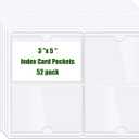 Self Adhesive 3"x 5" Index Card Pockets with Top Open for Loading 52 Pack, Goefun Clear Adhesive Pockets Plastic Labels for Storage Bins and Note Cards Lockers