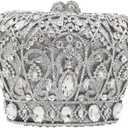 Boutique De FGG Crown Crystal Clutch Purse Women Formal Evening Minaudiere Handbags Party Dinner Rhinestone Clutch Bag,Mini (Silver)