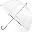 The Weather Station Children's Dome Bubble Rain Umbrella, Kids, Clear, Fiberglass Frame, Windproof, Lightweight, Stick, Full 36 Inch Arc