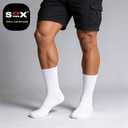 SOX TOWN Unisex Cushioned Crew Training Athletic Socks Men & Women with Combed Cotton Moisture Wicking Breathable Performance (White) M