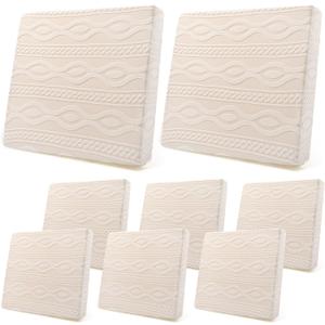 Newwiee 8Pcs Stretch Patio Cushion Covers Outdoor Cushion Covers for Patio Furniture Replacement Couch Sofa Slipcovers Jacquard Textured Soft Fabric Washable Furniture Protector (Beige,Elegant)
