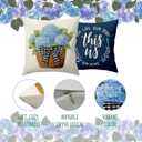 BBOLDIN Blue Hydrangea Throw Pillow Covers 18x18, Flower Flowal Square Pillow Cases Set of 4, Spring Summer Cushion Covers Decorations for Living Room Bedroom Farmhouse