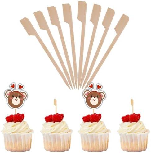 Bamboo Cupcake Topper Sticks - 3.5 Inch (220 Pack) Toothpicks For Appetizers – Cake Topper Sticks, Cocktail Skewers, Bamboo Picks