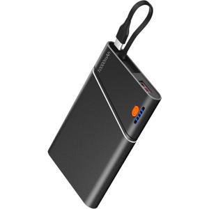 Portable Charger Power Bank, 10000mAh 22.5W PD Super Fast Charging Powerbank with Built-in USB C in&Out Cable, Slim External Phone Battery Pack for iPhone 16/15/14 iPad Samsung S24 Android etc