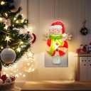 Afirst Christmas Night Light, 3D Christmas Snowman Campfire Nightlight, Flickering Night Light Plug in Christmas Decorations Snowman Figurines Lamp for Home Wall Bedroom