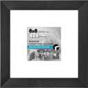 Americanflat 8x8 Picture Frame with Shatter-Resistant Glass - Use as 4x4 Frame with Mat or 8x8 Frame Without Mat - Hudson Collection - Wide Photo Frame for Tabletop and Wall Display - Black (8x8 Use 4x4 Picture For Mat)