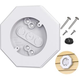 Vinyl Siding Mounting Blocks Kit with Built-in Electrical Box - 8141 Vertical Siding Lamps Mounting Plate - Ideal for 1/2"" Lap Siding - White Finish 1 Pack
