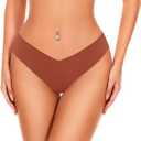 Seamless Thongs For Women V-waisted No Show Thong Seamless Panties Breathable Comfortable Underwear Womens 6-Pack (Black, M)