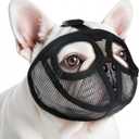 French Bulldog Muzzle, Soft Mesh Short Snout Dog Muzzle with Eye Hole for Biting, Chewing, Barking (XS, Black)