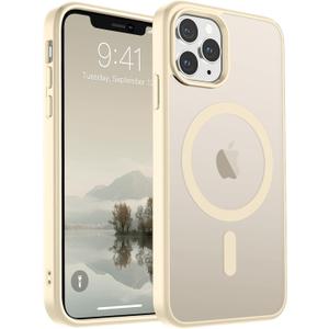 SUPFINE Magnetic for iPhone 11 Pro Max Case (Compatible with MagSafe) (Military Grade Drop Protection) Slim Translucent Matte Shockproof with Anti-Fingerprint Phone Case,Antique White