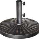 EliteShade USA 18" Patio Umbrella Base Stand, 30LBS Heavy Duty Cast Resin Rust-Free Outdoor Umbrella Holder with 2 Adjustable Knobs for Backyard, Deck, Lawn, Poolside Fits 1.5"-1.9" Poles, Bronze, φ18''x10.04''H