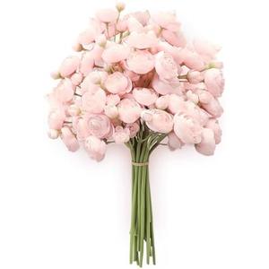 Floroom Ranunculus Artificial Flowers 18 Pcs Blush Faux Silk Mini Ranunculus Bulk Fake Wedding Filler Flowers for DIY Pink Bouquets, Centerpieces, Bridal Shower Decorations & Arrangements