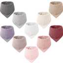 Konssy Muslin Baby Bibs 10 Pack Baby Bandana Drool Bibs 100% Cotton for Unisex Boys and Girls, Soft Absorbent Set for Teething and Drooling (Lavender Gray)