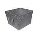 Simplify Large Woven Strap Tote | Decorative Storage Basket | 2 Handles | Organization | Closet | Bedroom | Bathroom | Nursery | Accessories | Toys | Gifts | 1 Pack | Grey