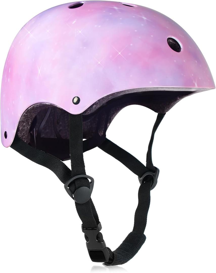 Kids Bike Helmet for Girls Toddler Youth CPSC Certified, Adjustable Starry Pink Protective Helmets for Multi-Sports Cycling Skateboard Scooter Skating (Medium)