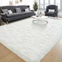 Tepook Super Soft Fluffy Rug for Bedroom, Modern Shaggy Rug Fuzzy Kids Rug for Living Room, Plush Indoor Nursery Home Decor Dorm Rug with Non-Slip Bottom, Cream White, 4 X 6 Feet