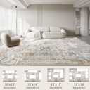 UERMEI 10x14 Area Rug Living Room Rugs - Washable Neutral Modern Abstract Soft Thin Large Rug Indoor Floor No Slip Rug Carpet for Bedroom Under Dining Table Home Office Decor - Brown Grey