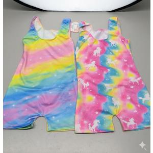 Nymphperi 2 Pack Gymnastics Leotards for Girls Cute Biketards with Shorts Kids Sleeveless Unitard Dance Sportswear Size 100