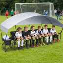 Nice C 6 Seat Folding Team Bench with Canopy & Cooler (Black), Large