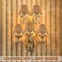 Glooglitter Small Clip-on Chandelier Rattan Lamps Set Shade Scalloped Lampshade 3"top x 6"bottom x 5-1/4"slant Height Empire Lamp Shade Chandelier or Accent Lamp(Paper Rope,Naturals,4 Pcs)