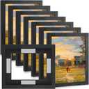 Qunclay 4 Pcs 8 x 10 Inch Canvas Floating Frame Black Floater Frames for Canvas Painting Wood Vertical and Horizontal Wall Hanging Frame with Adhesive Strips for Prints Oil Painting Diamond Decor