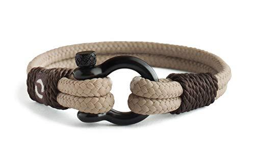 Mens Rope Bracelet - Stainless Steel Black Shackle, Extremely Durable and Scratch Resistant Waterproof Paracord, Handmade, Nautical Wristband for Men B-5-7