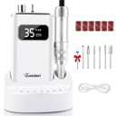 Electric Nail Drill File, Professional Portable Nails Drills Kit with Rechargeable Base 7 uas Bits, Cordless Efile for Poly Gel Acrylic Nails Remover Home Salon Pedicure Manicure Tool, White