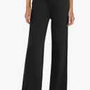 2 Pair Women's Wide Leg Dress Pants High Waisted Stretchy Work Trousers Business Casual Office Pull on Slacks with Pockets Black Medium