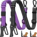 Pawaboo 2Pack Dog Seatbelt for Car, Dog Car Seat Belt Bungee, Shockproof Dog Tether for Car with Buckle & Hook Latch, Adjustable Reflective Dog Car Harness Leash with 360° Lockable Buckle, Purple