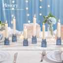 Hewory Glass Candlestick Candle Holder: 10PCS Blue Glass Taper Candle Holders for Table Centerpiece, Vintage Tapered Candlestick Holders for Christmas Centerpiece Wedding Party Holiday Home Decor