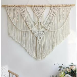 Achart Macrame Wall Hanging Large- Boho Wall Decor- large wall art- Wall Decor Living Room- Macrame Tapestry Boho Decor for Bedroom (Triangle)