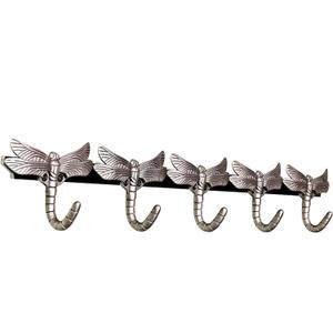 Heavy Duty Metal Wall Mounted Coat Rack - 5 Hooks Space Saving Wall Organizer, Aluminum Alloy Hook for Jackets/Hats/Backpacks, Modern Style Dragonfly Design Easy Mount (1 Item-5 Hooks) (Black Nickel)