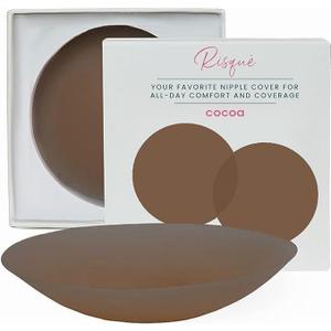 Risqu Nipple Coverings Reusable | Nipple Covers Silicone Adhesive Pasties for Women, Complete with a Travel Box for Convenience (Caramel