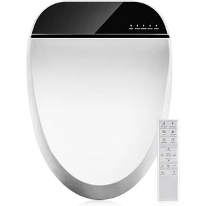 Combier Bidet Toilet Seat with Heated Warm Water & Nozzle Wash, Auto-Dry, Quiet Close Lid, Wireless Remote - Electric Bidet Seat 102S-B(Elongated)