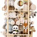 Stuffed Animal Toy Storage Zoo Organizer with wheels, Kids Wooden Toy Holder, Corner Stuffed Toy Storage Rack, Large Capacity Teddy Bear Organizer, Space Saving Nursery Bedroom Storage, Easy Install