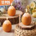Conelist 12 Pcs Easter Eggs Candles 1.9'' x 2.3'' Colored Egg Shaped Votive Candle Smokeless Tealights for Easter Party Decorations Table Home Gift Supplies (Classic,Brown)