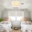 Boho Caged Ceiling Fan with Light, 20" Flush Mount Boho Ceiling Fans with Lights Remote Control, Low Profile Drum Fabric with 6 Speeds for Bedroom,Nursery,Living Room