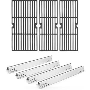 Hisencn Grill Parts for Charbroil Performance 475 4 Burner 463375919, 463377319, 463376419, G470-0004-W1A Heat Plates and 17 inch Cooking Grates, for Char Broil Model 463376319 Grates