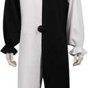 Feeriay Art Clown Cosplay Costume Outfits the Killer Art Clown Jumpsuit Bodysuit Headgear for Halloween (Small, Black and White)