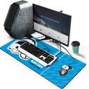 Large Gaming Mouse Pad, Extended Desk Mousepad with Stitched Edges, Football Computer Keyboard Pad,Light Blue Design for Sport Fans, 31.5 x 11.8 in