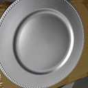 Jinei 36 Pack Silver Charger Plates 13 Inch Plastic Beaded Round Charger Plates Wedding Table Decoration Reusable Dinner Plate Tray for Birthday Party Holiday Event