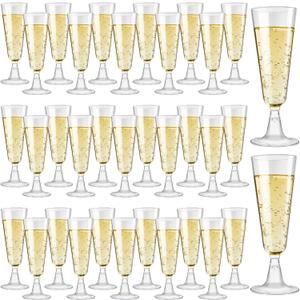 40 Pack Plastic Champagne Flutes, 5.5 OZ Disposable Champagne Glasses Clear Mimosa Flutes for Party, Wedding, Birthday Decorations